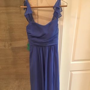 David’s bridal blue chiffon bridesmaid dress